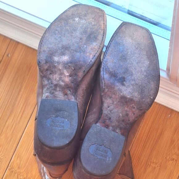 Women's Nocona Blue Bonnet Brown Western Boot 11" shaft Turquoise Stitching 6.5B - Picture 15 of 16